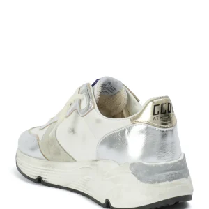GOLDEN GOOSE Baskets Running Sole Cuir Argenté Gris, Exclusivité Lulli 17