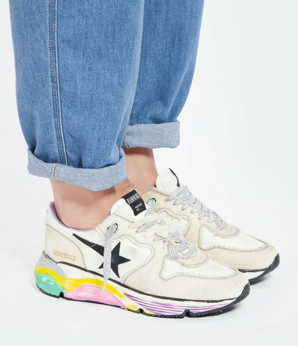 GOLDEN GOOSE Baskets Running Cuir Blanc Multicolore 6