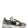 GOLDEN GOOSE Baskets Running Dad Cuir Léopard Noir 23