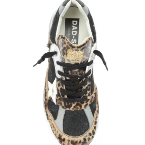 GOLDEN GOOSE Baskets Running Dad Cuir Léopard Noir 11