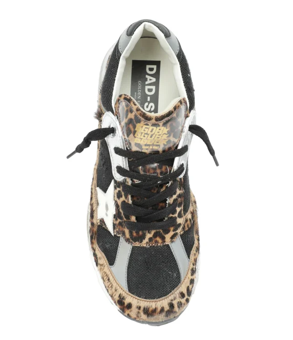 GOLDEN GOOSE Baskets Running Dad Cuir Léopard Noir 3
