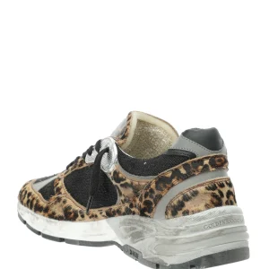 GOLDEN GOOSE Baskets Running Dad Cuir Léopard Noir 13