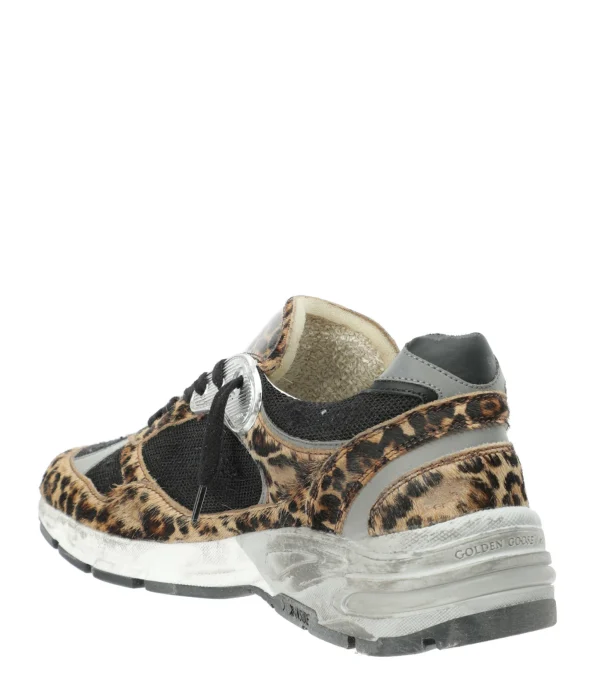 GOLDEN GOOSE Baskets Running Dad Cuir Léopard Noir 4