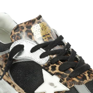 GOLDEN GOOSE Baskets Running Dad Cuir Léopard Noir 15