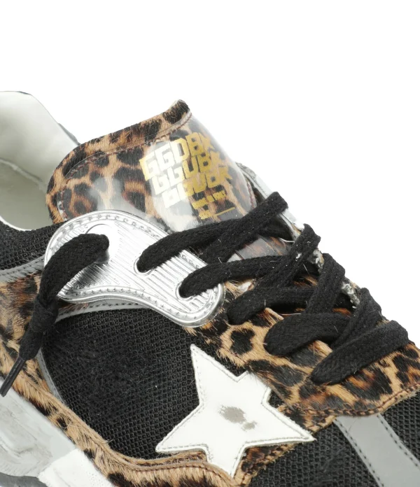 GOLDEN GOOSE Baskets Running Dad Cuir Léopard Noir 5