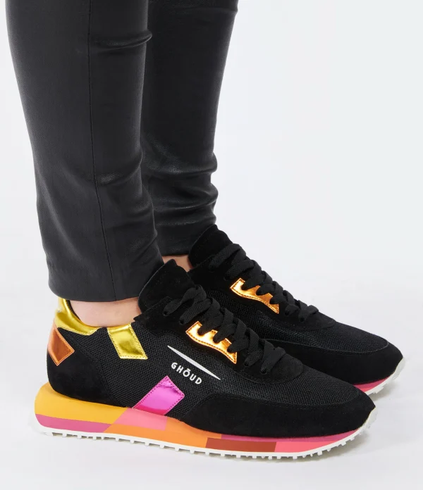GHOUD VENICE Baskets Rush Low Mesh Noir Jaune 6