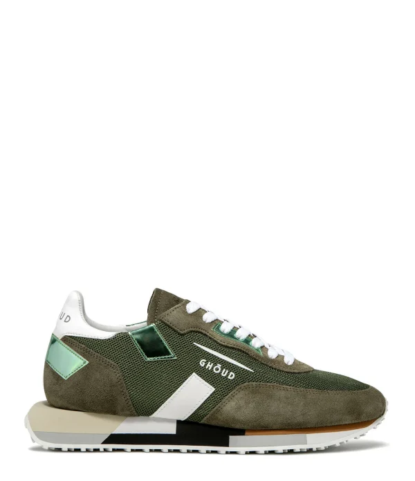 GHOUD VENICE Baskets Rush Low Mesh Kaki Blanc 1