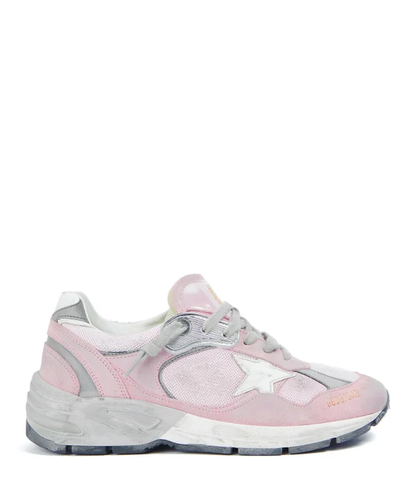 GOLDEN GOOSE Baskets Running Dad Cuir Suédé Rose 1
