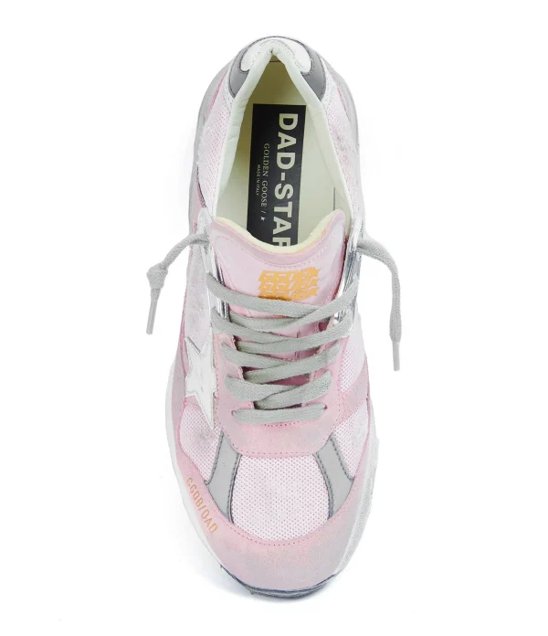 GOLDEN GOOSE Baskets Running Dad Cuir Suédé Rose 3