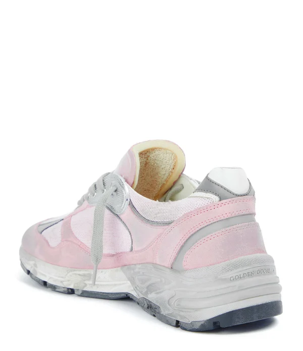 GOLDEN GOOSE Baskets Running Dad Cuir Suédé Rose 4