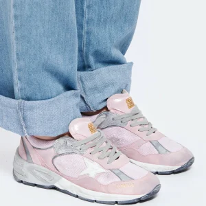GOLDEN GOOSE Baskets Running Dad Cuir Suédé Rose 18