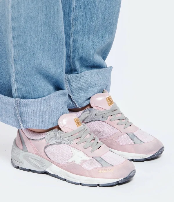 GOLDEN GOOSE Baskets Running Dad Cuir Suédé Rose 6