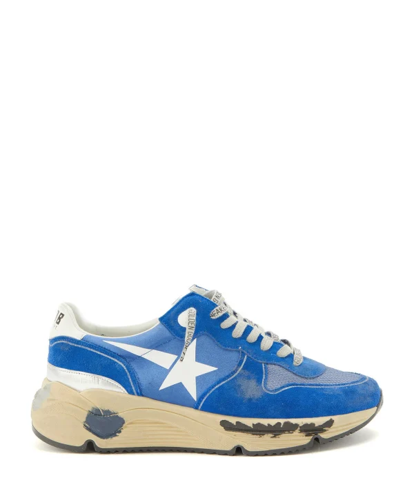 GOLDEN GOOSE Baskets Homme Running Cuir Suédé Bleu Blanc 1