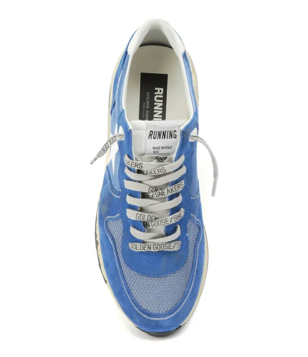 GOLDEN GOOSE Baskets Homme Running Cuir Suédé Bleu Blanc 3