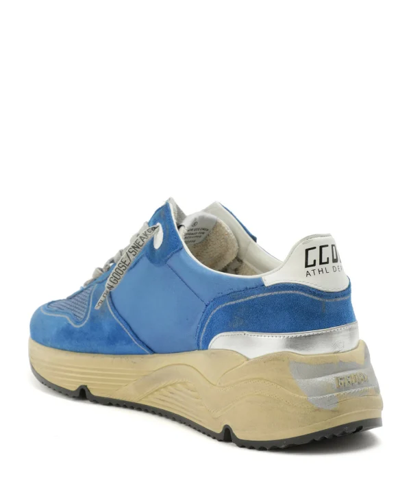 GOLDEN GOOSE Baskets Homme Running Cuir Suédé Bleu Blanc 4