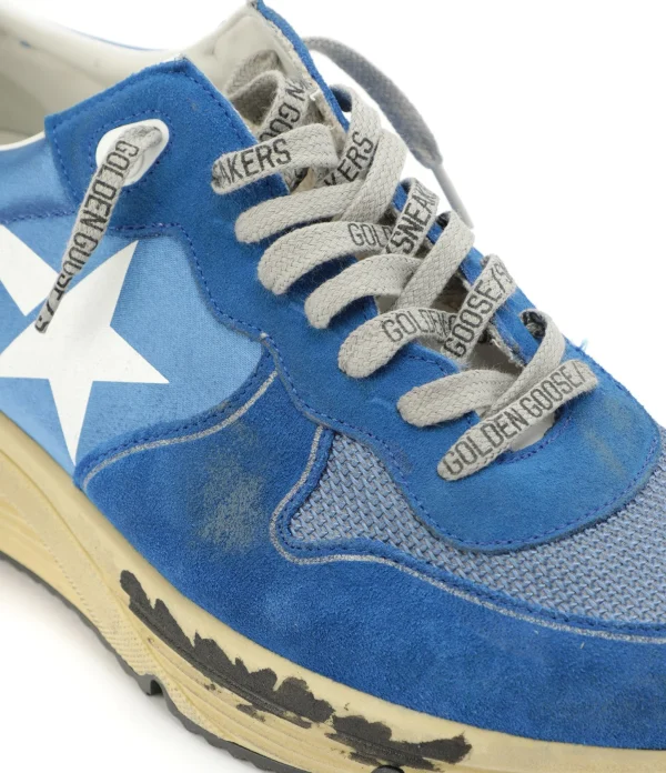 GOLDEN GOOSE Baskets Homme Running Cuir Suédé Bleu Blanc 5
