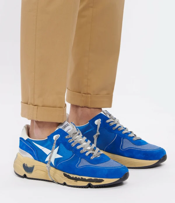 GOLDEN GOOSE Baskets Homme Running Cuir Suédé Bleu Blanc 6