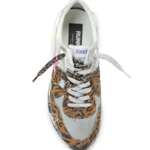 GOLDEN GOOSE Baskets Running Cuir Léopard Argenté 12