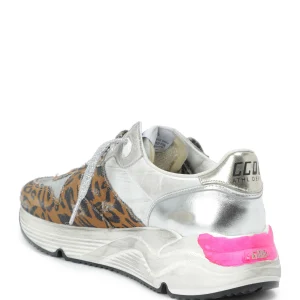 GOLDEN GOOSE Baskets Running Cuir Léopard Argenté 14