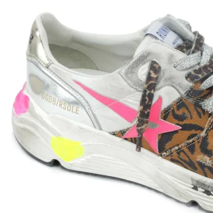 GOLDEN GOOSE Baskets Running Cuir Léopard Argenté 16