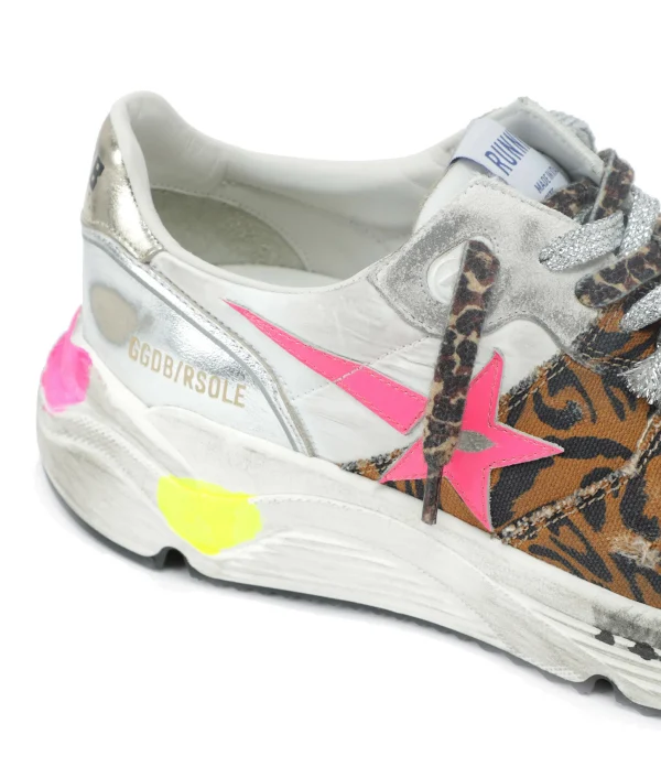 GOLDEN GOOSE Baskets Running Cuir Léopard Argenté 5