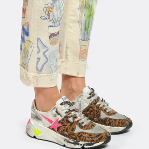 GOLDEN GOOSE Baskets Running Cuir Léopard Argenté 18