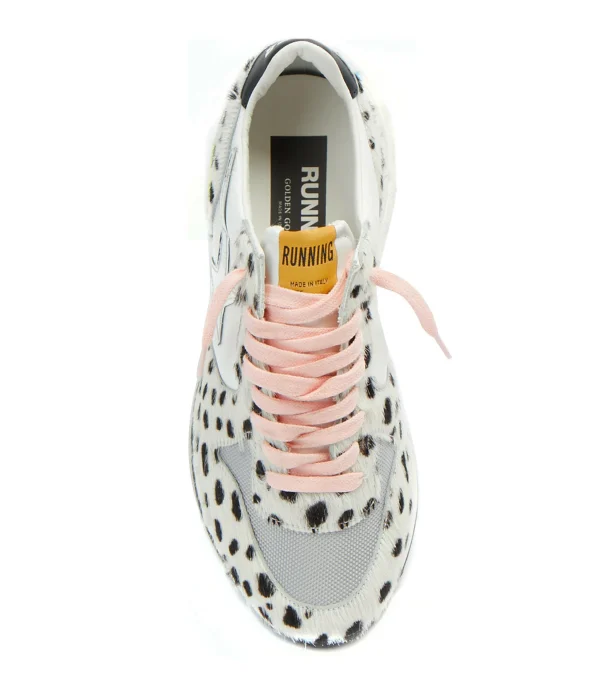 GOLDEN GOOSE Baskets Running Cuir Pois Noir Blanc 3