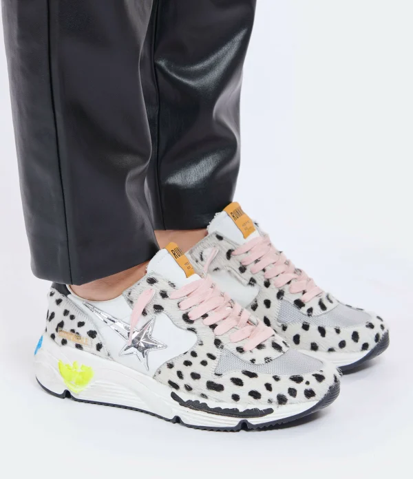 GOLDEN GOOSE Baskets Running Cuir Pois Noir Blanc 6