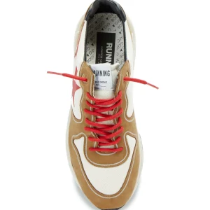 GOLDEN GOOSE Baskets Homme Running Cuir Nubuck Blanc Cognac 8