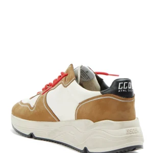 GOLDEN GOOSE Baskets Homme Running Cuir Nubuck Blanc Cognac 10