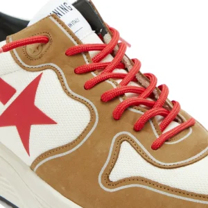 GOLDEN GOOSE Baskets Homme Running Cuir Nubuck Blanc Cognac 12