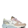 GOLDEN GOOSE Baskets Running Cuir Blanc Rose Glitter 22