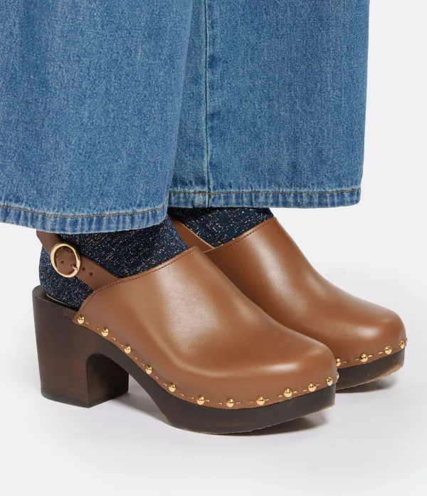 SABOT YOUYOU Sabots Yboo Bois Cuir Tan 4