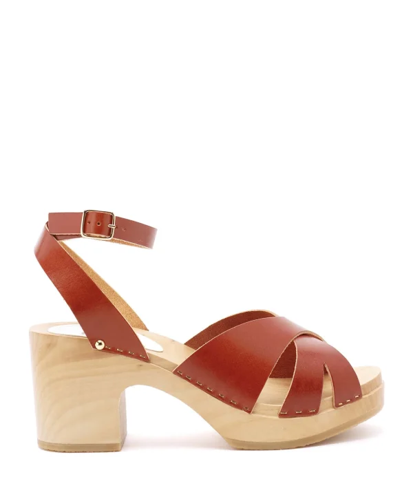 SABOT YOUYOU Sabots Ybiza Bois Cuir Caramel 1