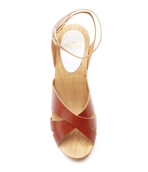 SABOT YOUYOU Sabots Ybiza Bois Cuir Caramel 3