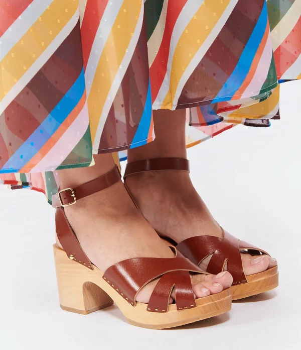 SABOT YOUYOU Sabots Ybiza Bois Cuir Caramel 6