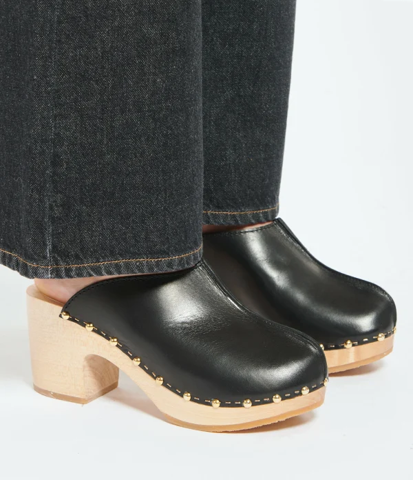SABOT YOUYOU Sabots Yndies Bois Cuir Noir 7