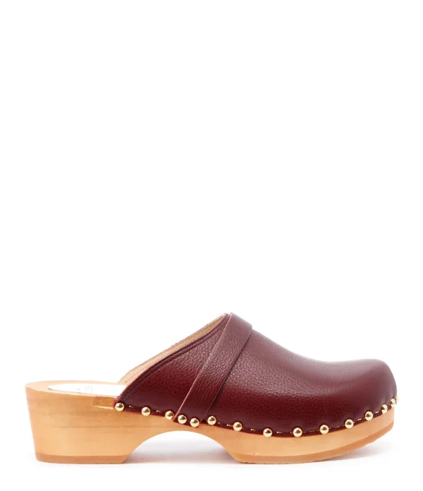 SABOT YOUYOU Sabots Yren Rock Bois Cuir Cerise 1
