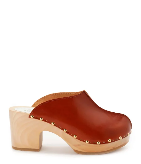 SABOT YOUYOU Sabots Yndies Bois Cuir Caramel 1