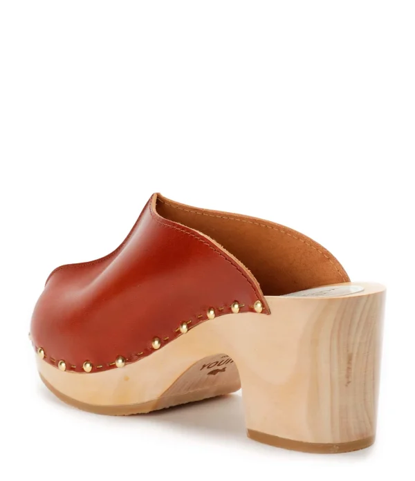 SABOT YOUYOU Sabots Yndies Bois Cuir Caramel 4