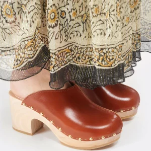 SABOT YOUYOU Sabots Yndies Bois Cuir Caramel 21