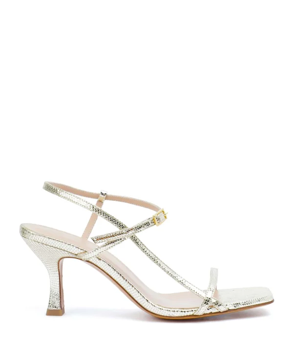JEANNE VOULAND Sandales Sublim Cuir Texturé Doré 1
