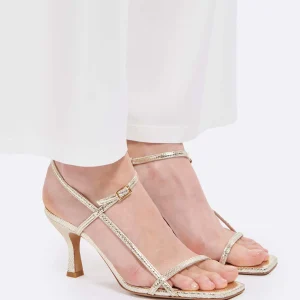 JEANNE VOULAND Sandales Sublim Cuir Texturé Doré 22
