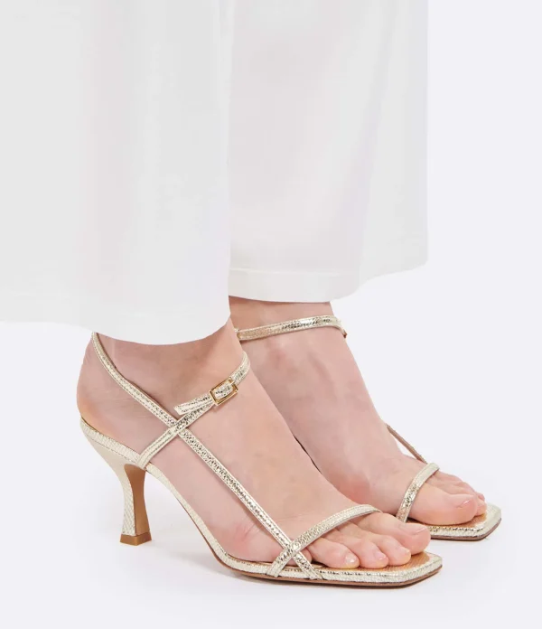 JEANNE VOULAND Sandales Sublim Cuir Texturé Doré 6