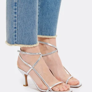 JEANNE VOULAND Sandales Sublim Double Cuir Texturé Argenté 22