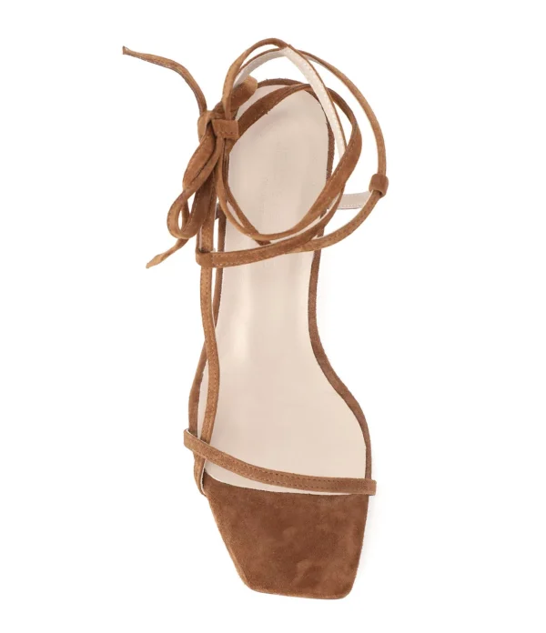 JEANNE VOULAND Sandales Sublim Nœud Cuir Suédé Camel 3
