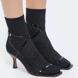JEANNE VOULAND Sandales Sublim Double Cuir Verni Noir 22