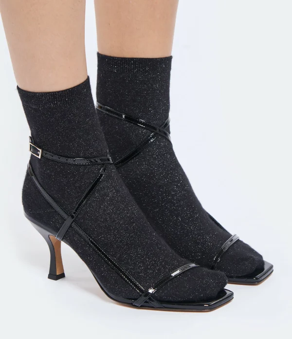 JEANNE VOULAND Sandales Sublim Double Cuir Verni Noir 7