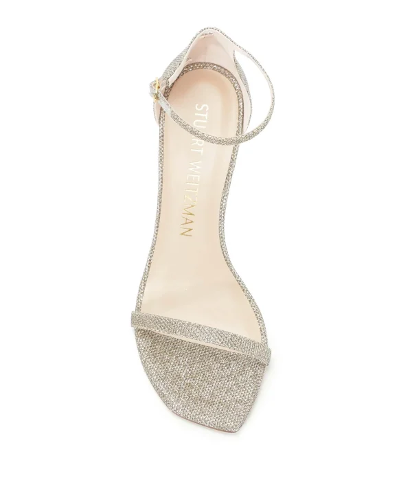 STUART WEITZMAN Sandales Amelina Block Cuir Platinum 3