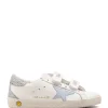 GOLDEN GOOSE Baskets Enfant Old School Cuir Blanc Bleu Poudré Argenté 28